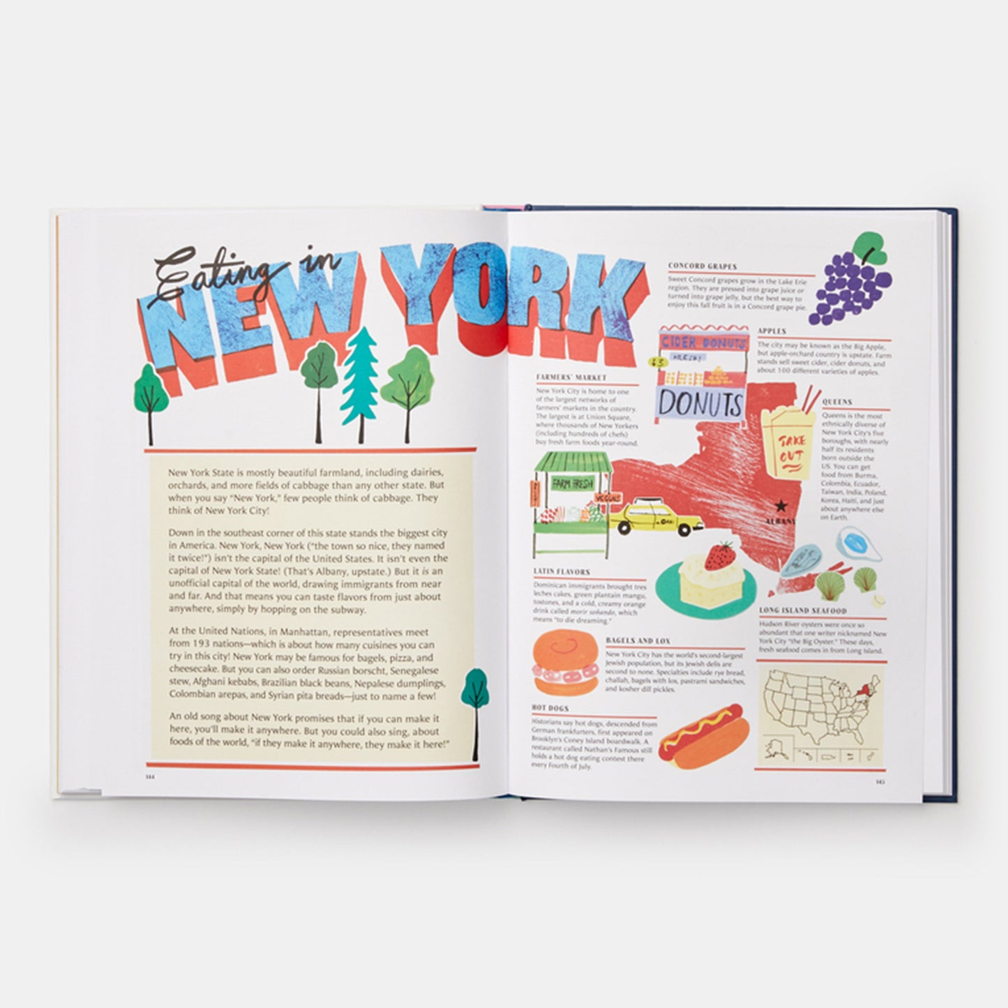 Los sabores de Estados Unidos: un atlas de datos curiosos sobre la comida y recetas de cada estado.